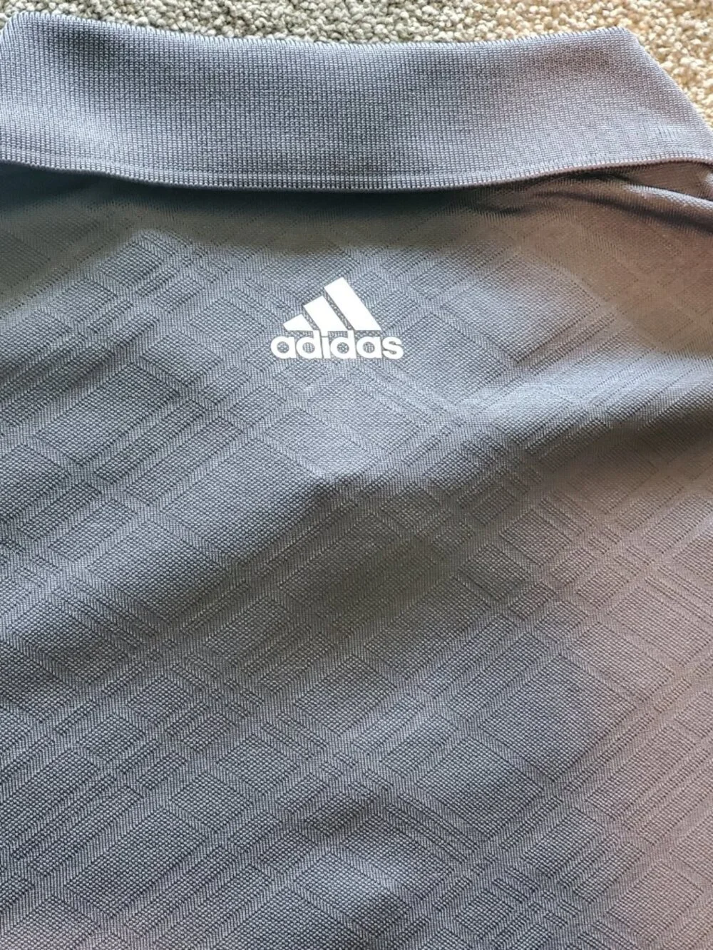 adidas Puremotion Gray Crosshatch Design Performance Large Golf Polo